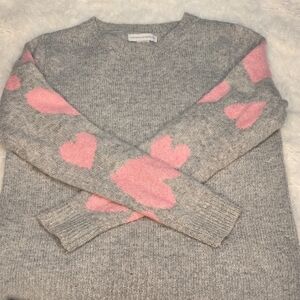Cupcakes & Cashmere Gray Sweater with Pink Heart Accents
